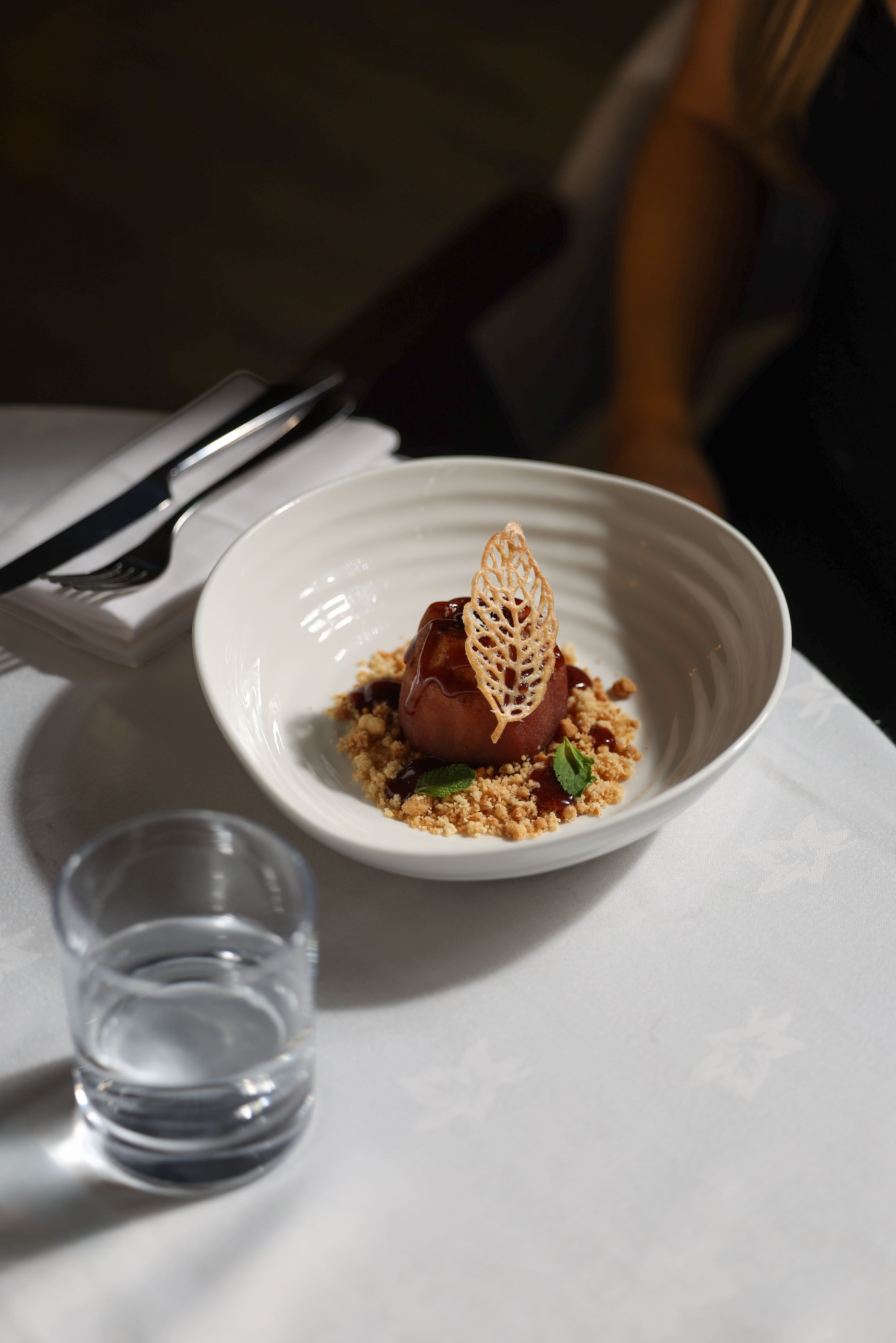 An artfully plated dessert at Yammas